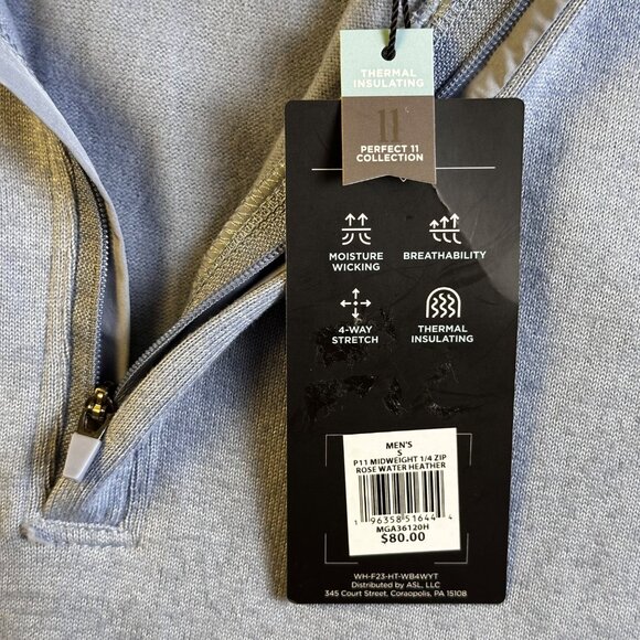 Walter Hagen Mens Clubhouse Midweight 1/4 Zip Golf Pullover Sweater M/Blue Sz S - Picture 4 of 10